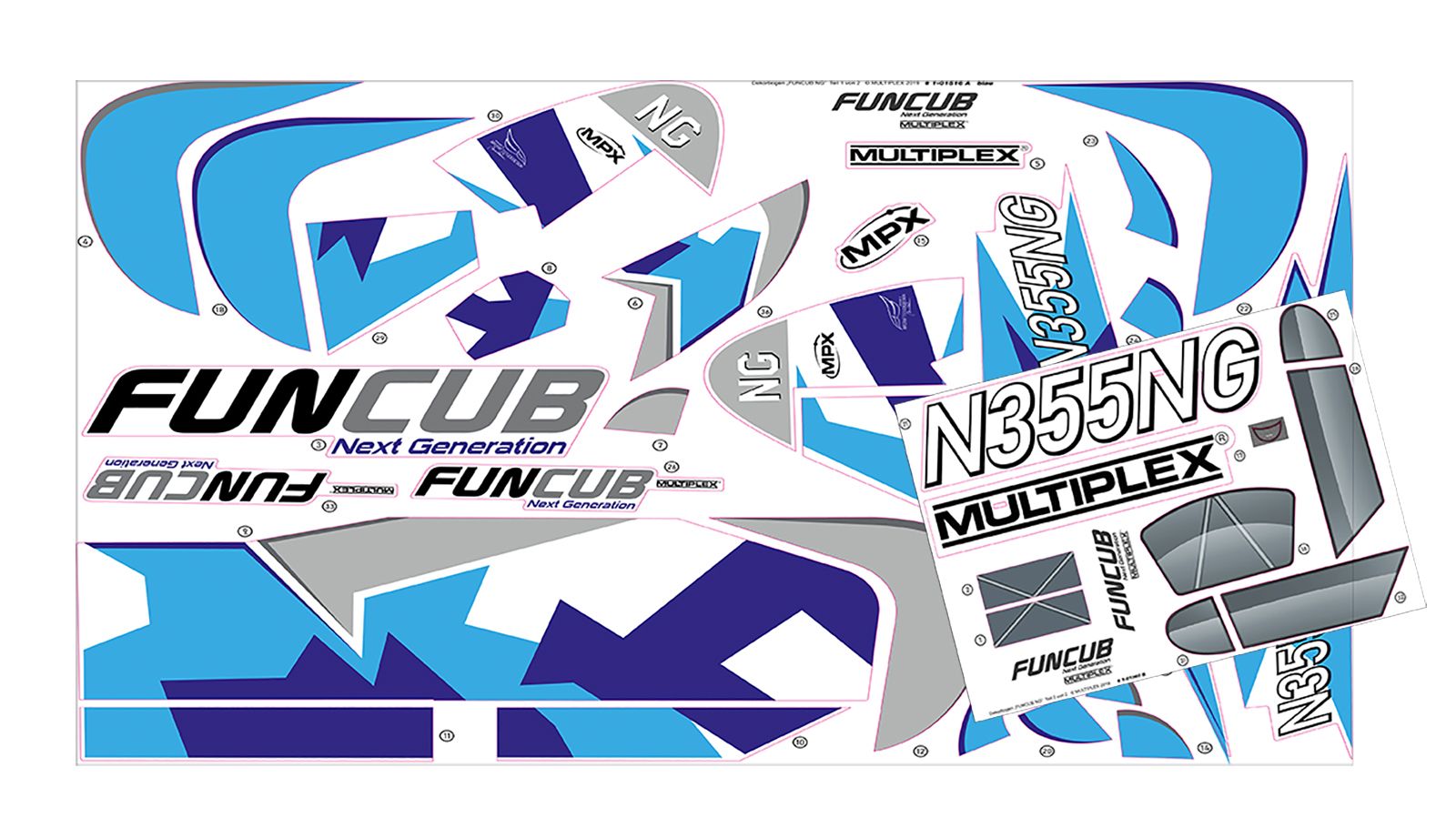 Decal sheets FUNCUB NG blue A and B