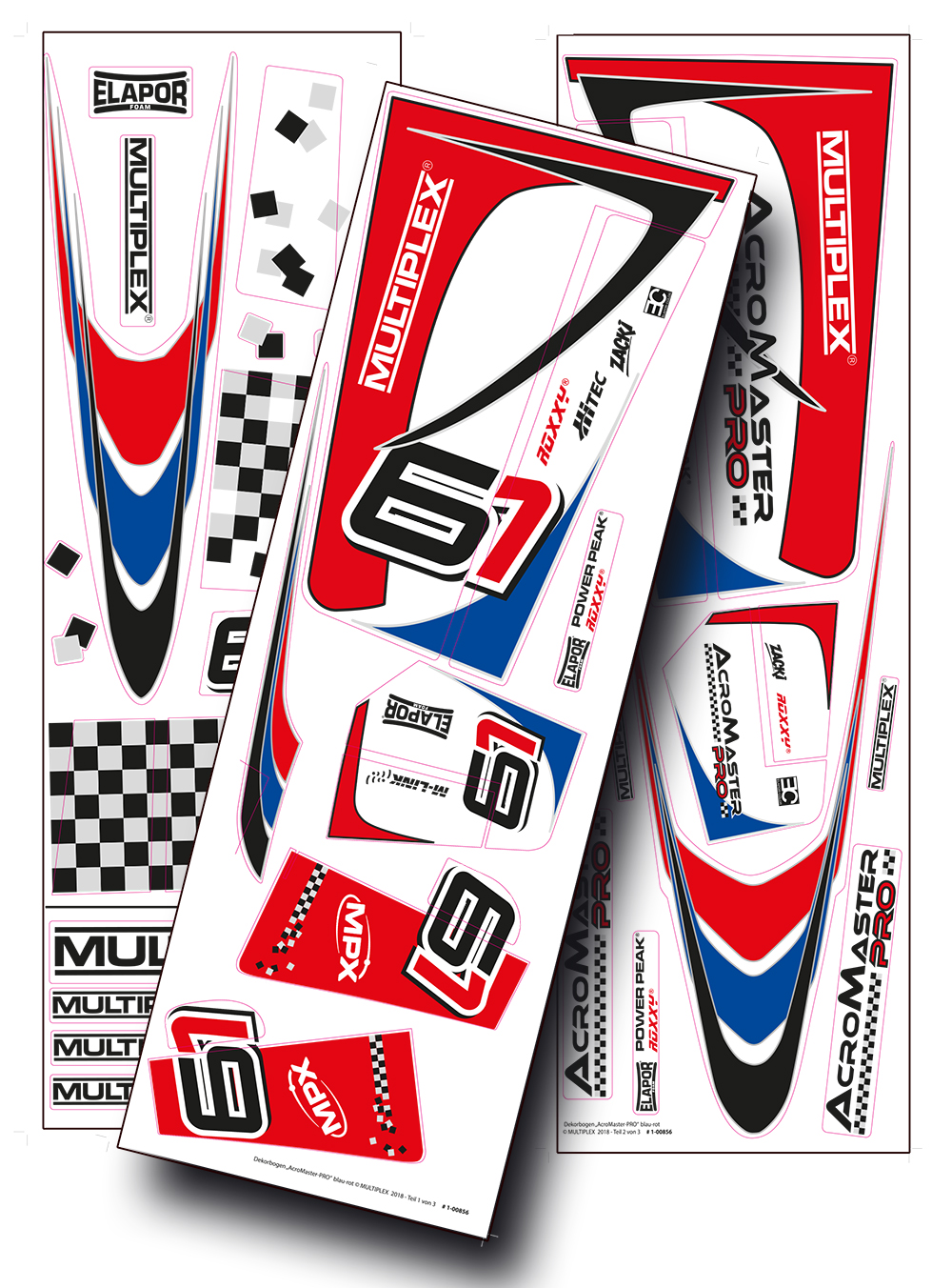 AcroMaster Decals Blue / Red