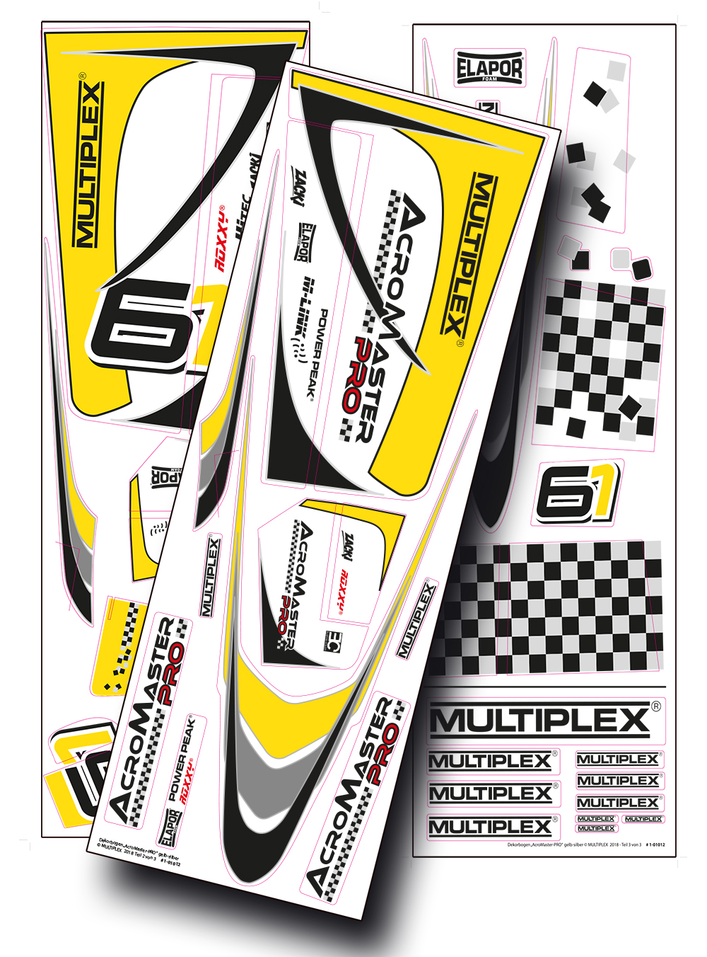 AcroMaster Decals Yellow / Silver