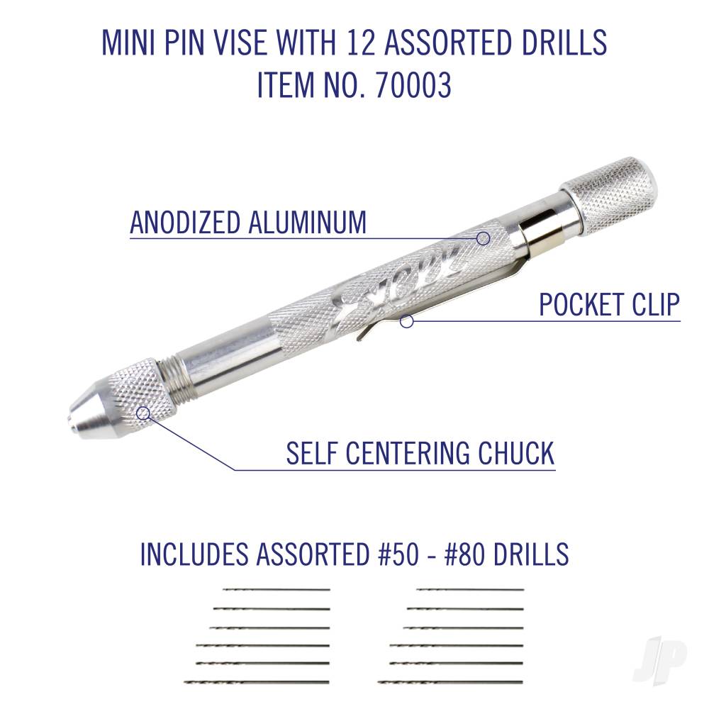 Mini Pin Vise with 12 Assorted Drills (Carded)-2