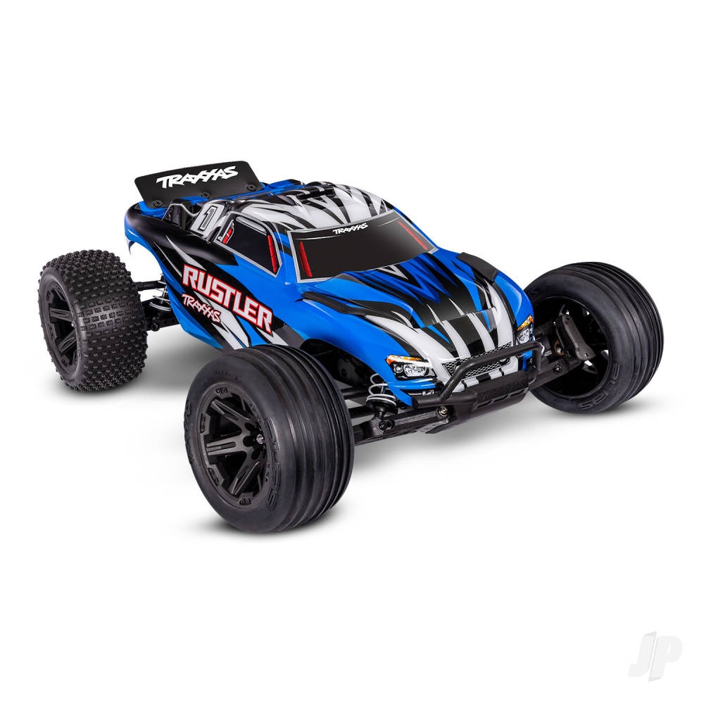 Traxxas Rustler HD 1:10 2WD RTR Stadium Truck, BlueX (+ TQ 2-ch, XL-5, Titan 550, 7-Cell NiMH, 4A USB-C Charger, Clipless Body)