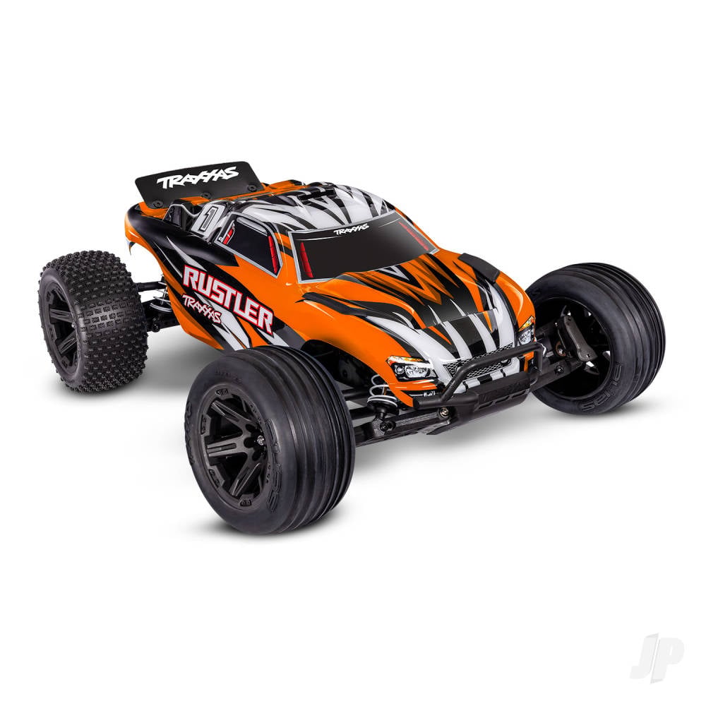 Traxxas Rustler HD 1:10 2WD RTR Stadium Truck, OrangeX (+ TQ 2-ch, XL-5, Titan 550, 7-Cell NiMH, 4A USB-C Charger, Clipless Body)