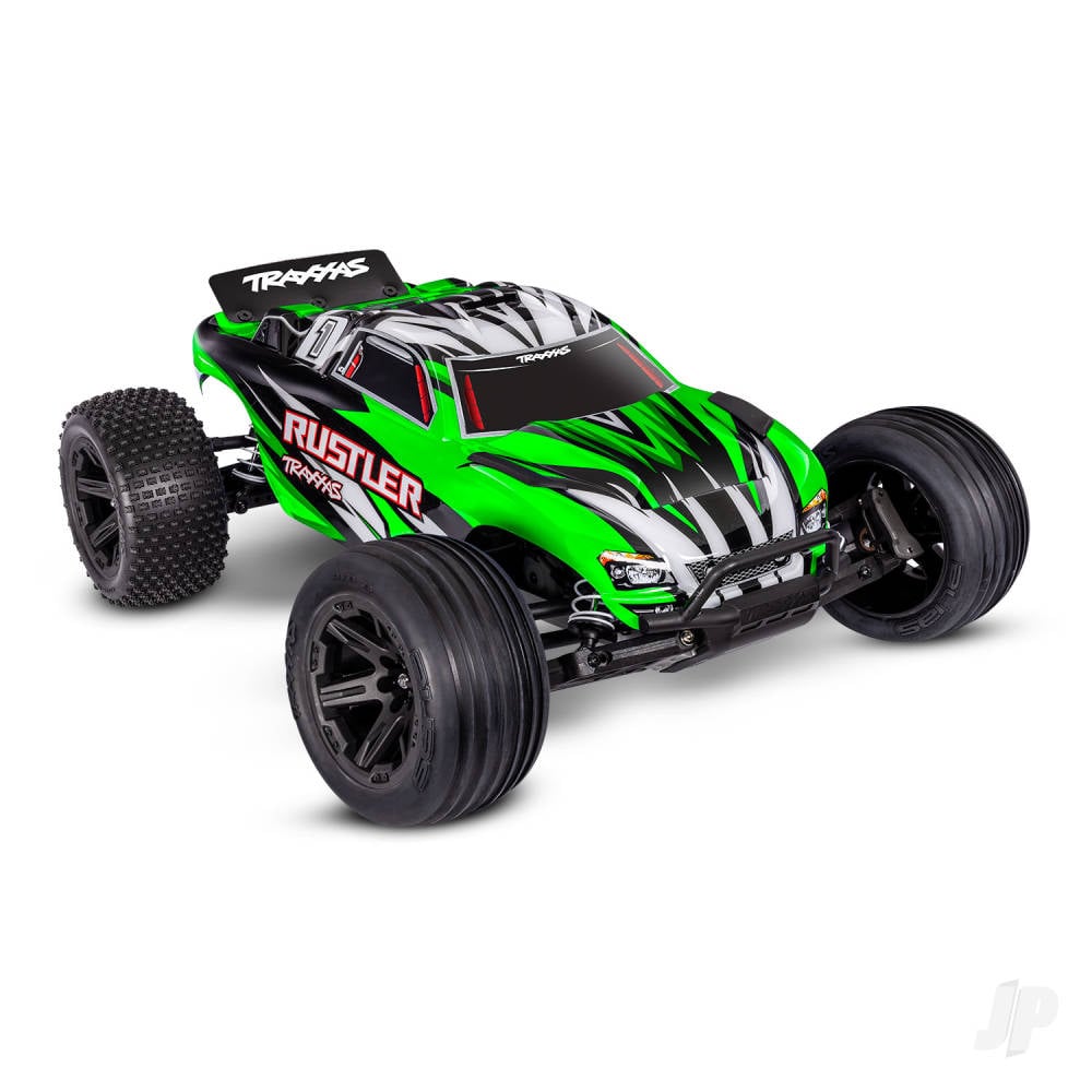 Traxxas Rustler HD 1:10 2WD RTR Stadium Truck, GreenX (+ TQ 2-ch, XL-5, Titan 550, 7-Cell NiMH, 4A USB-C Charger, Clipless Body)