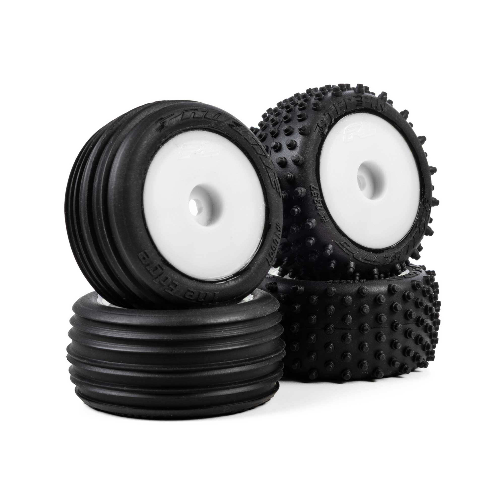 Edge Front / Step Pin Rear Tires Mounted 7mm White (4): Losi
