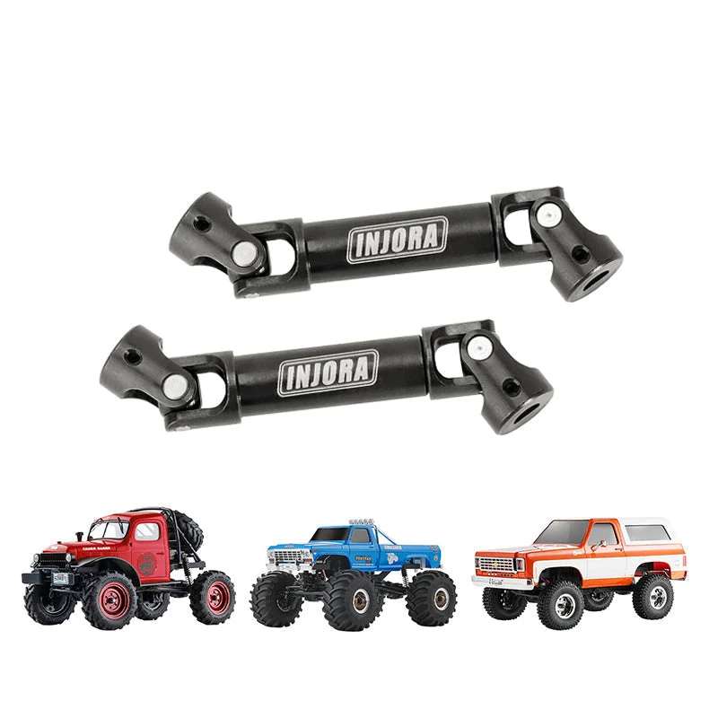 INJORA Black Hardened Steel Drive Shafts with D-shaped Holes for 1/24 FMS FCX24