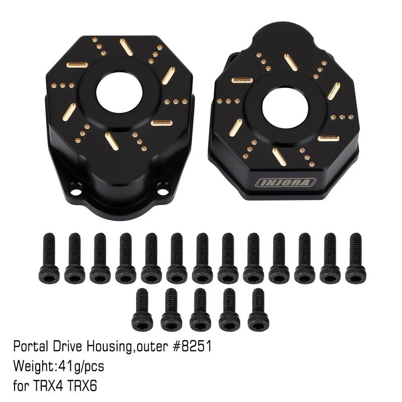 INJORA 49g/pcs Black Brass Outer Portal Drive Housing #8251 for TRX-4 TRX-6