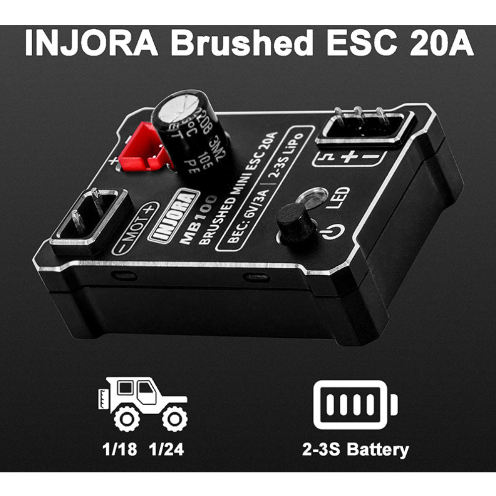 INJORA MB100-R80 ESC And 6CH Transmitter Receiver For 1/18 1/24 RC Crawlers-3