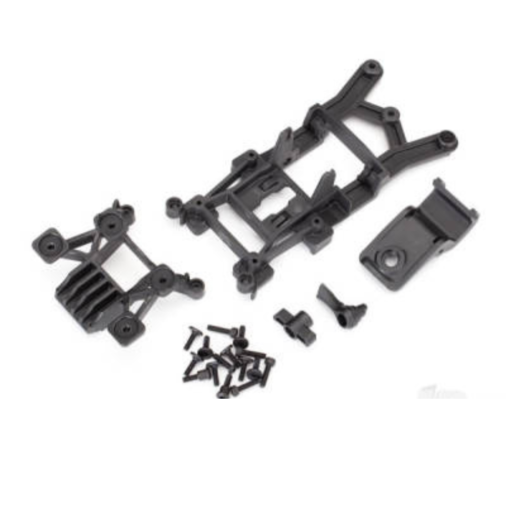 Traxxas Body mounts, Front & Rear / 3x12mm CS (4 pcs) / 3x12mm shoulder screw (2 pcs) / 3x10mm flat-head machine screw (8 pcs) / 3x12mm BCS (1pc)