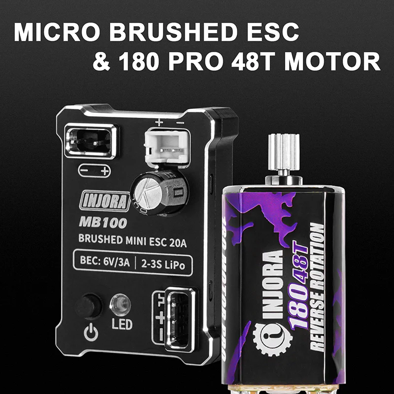 INJORA MB100 20A Brushed Mini ESC with 180 pro Motor for 1/18 TRX4M-2