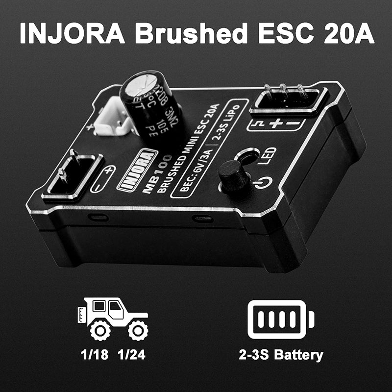 INJORA MB100 20A Brushed Mini ESC with 180 pro Motor for 1/18 TRX4M-3