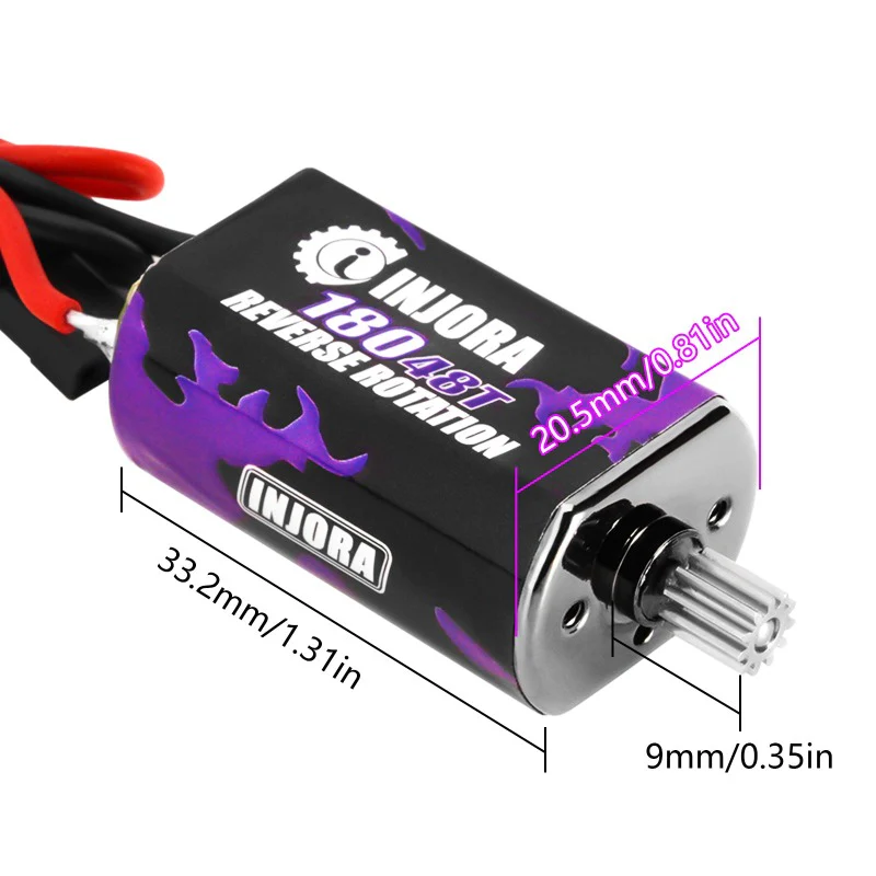 INJORA 180 PRO Brushed 48T Purple Motor with Steel Pinion for 1/18 TRX4M-4