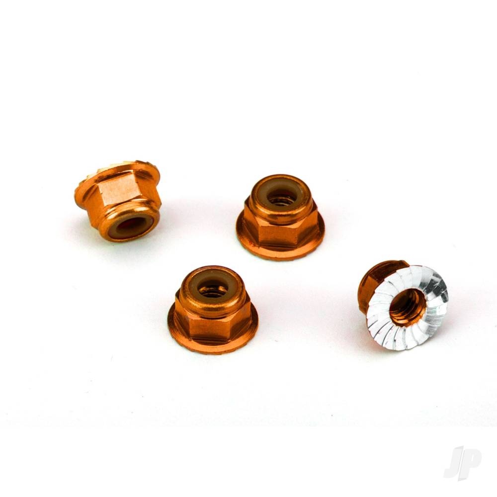 traxxas-nuts-aluminium-flanged-serrated-4mm-orange-anodised-4