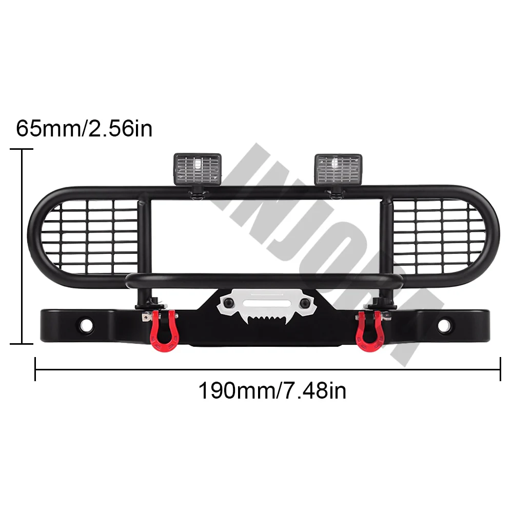 INJORA Metal Front Camel Trophy Bumper with Light for Traxxas TRX-4 Defender-4