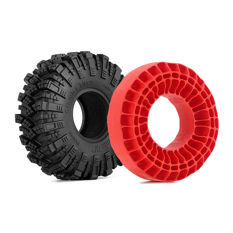 INJORA 4pcs Hard Silicone Rubber Inserts for 118-122mm(4.75" OD) 1.9" Tires Red-5