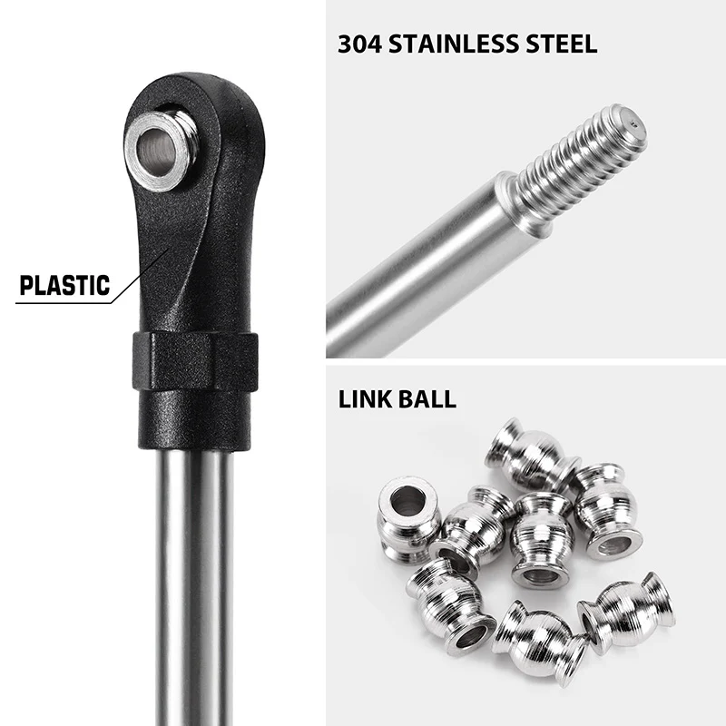 INJORA Stainless Steel High Clearance Links with Rod Ends for 1/10 RC Crawler Car TRX4-4