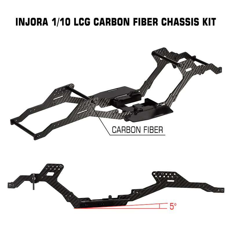 INJORA 313/324mm Wheelbase LCG Carbon Fiber Chassis Kit Frame Girder for 1/10 RC Crawler TRX4-3