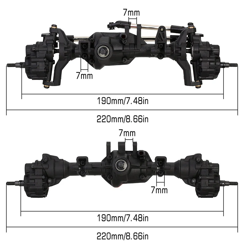 INJORA Complete Front Rear Straight Portal Axles for 1/10 TRX4-6
