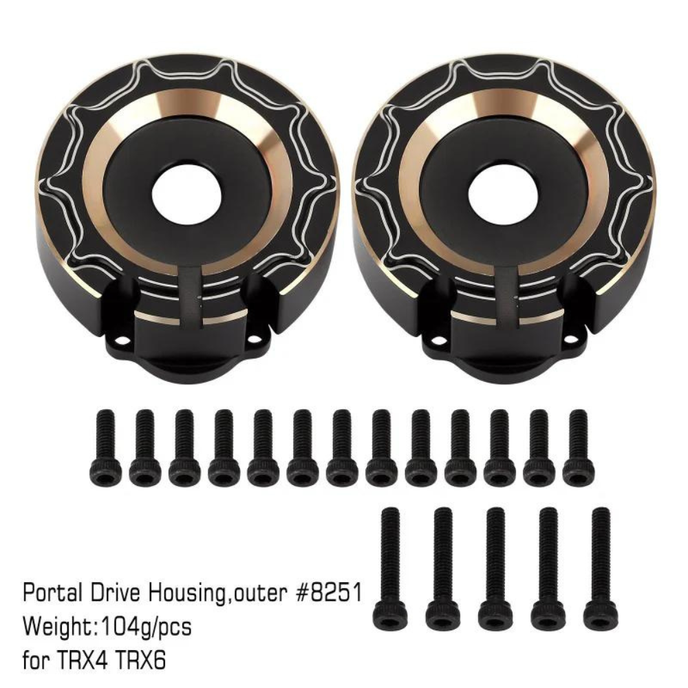 injora-2pcs-104g-pcs-black-brass-counterweight-outer-portal-drive-housing-upgrade-for-trx8251-for-trx4-trx6