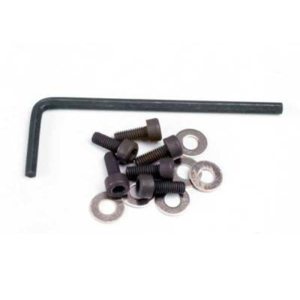 Traxxas Backplate screws (3x8mm cap-head machine) (6 pcs) / washers (6 pcs) / wrench