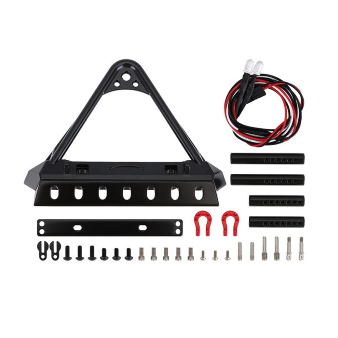 INJORA Black Metal Front Bumper With Lights For TRX4 / SCX10 III-2