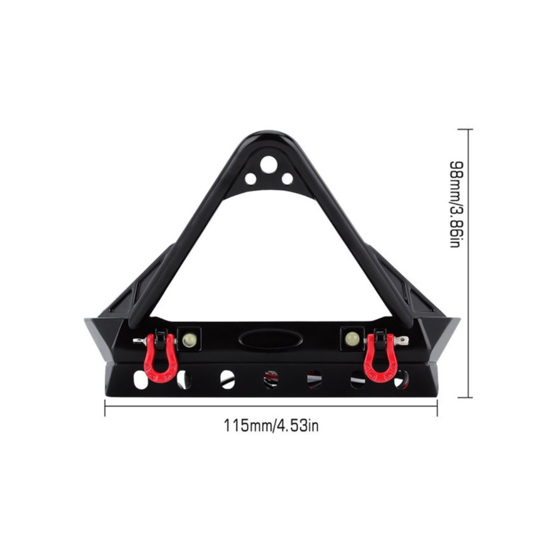 INJORA Black Metal Front Bumper With Lights For TRX4 / SCX10 III-3