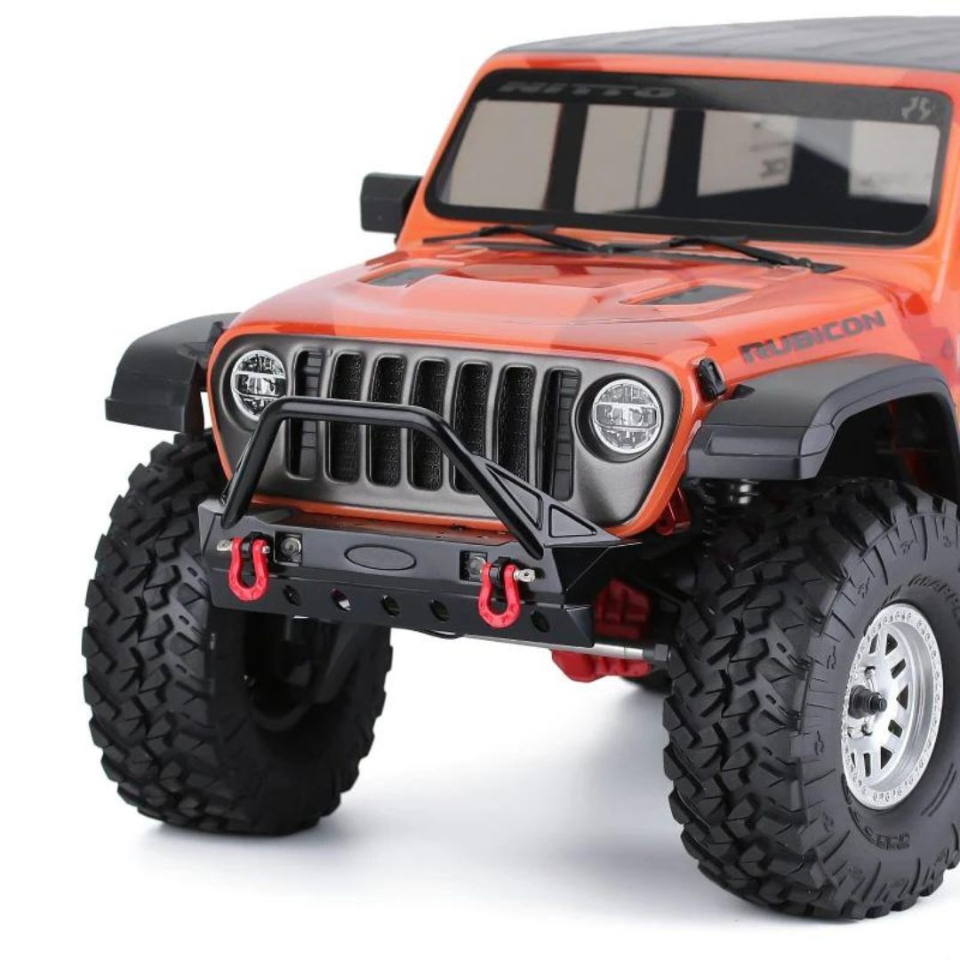 INJORA Black Metal Front Bumper With Lights For TRX4 / SCX10 III-4
