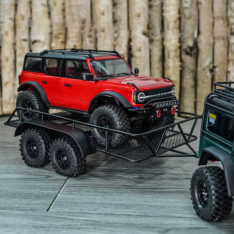 INJORA Metal Hitch Mount Trailer For 1/18 RC Crawler TRX4M-3
