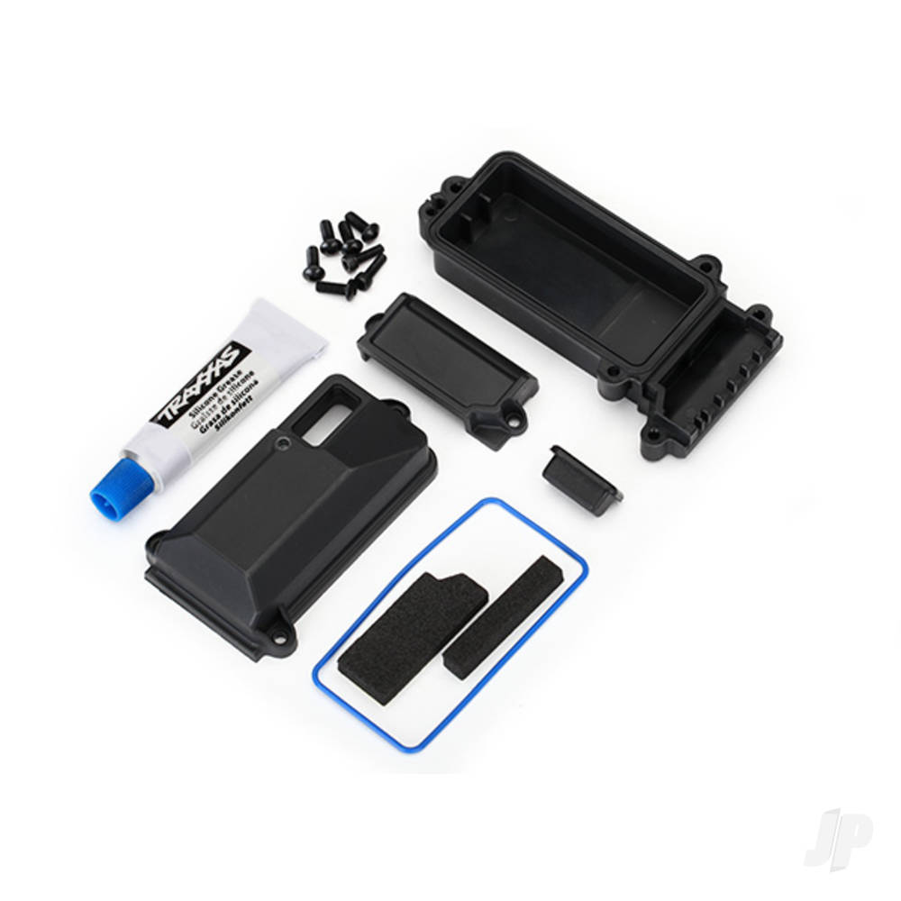 Traxxas Box, receiver (sealed) / wire cover / foam pads / silicone grease / 3x8 BCS (5 pcs) / 2.5x8 CS (2 pcs)