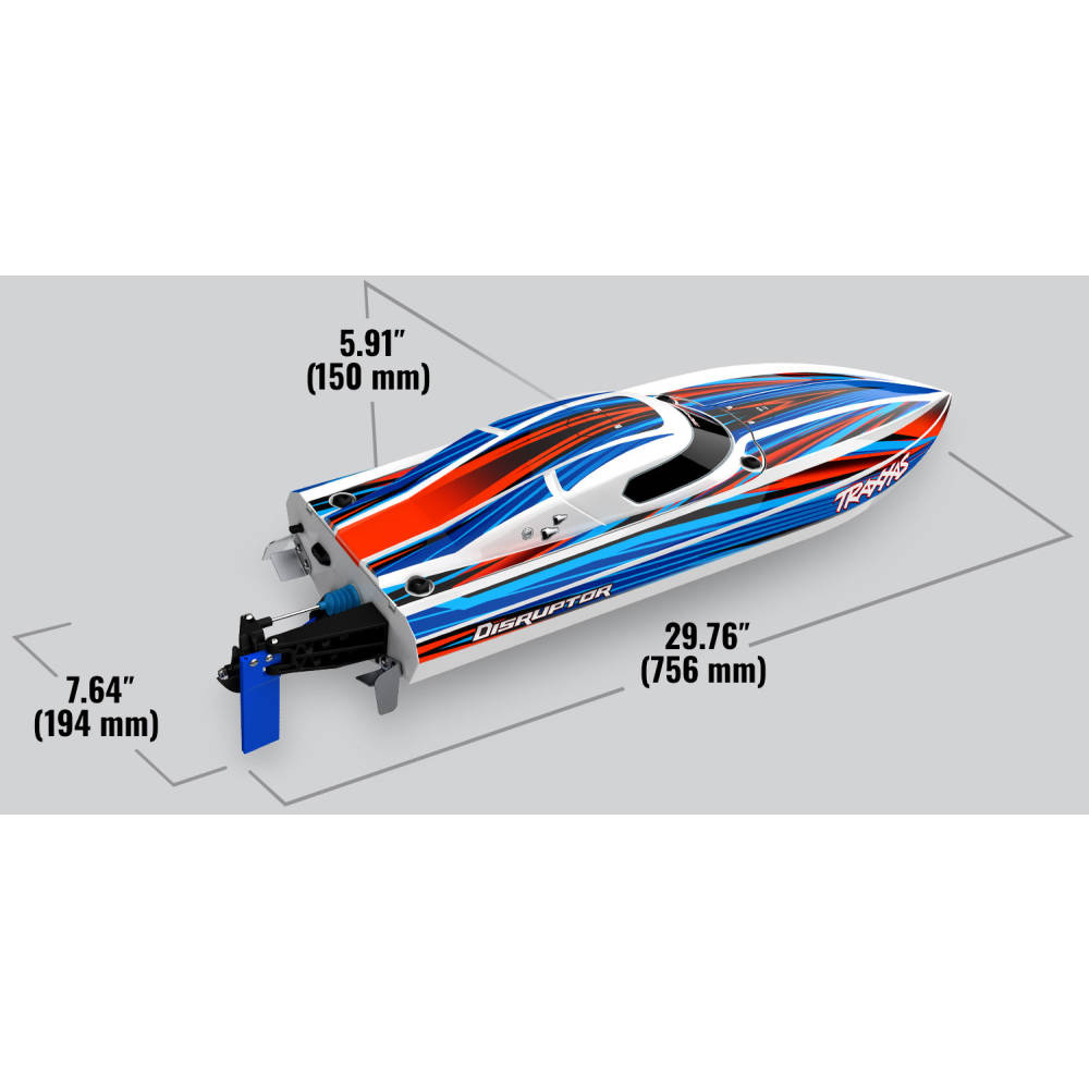 Traxxas Disruptor 4S VXL 1:10 26in Electric Brushless Race Boat with Rapid Right, Pink (+ TQ 2-ch, VXL-4s marine, Velineon 540XL)-7
