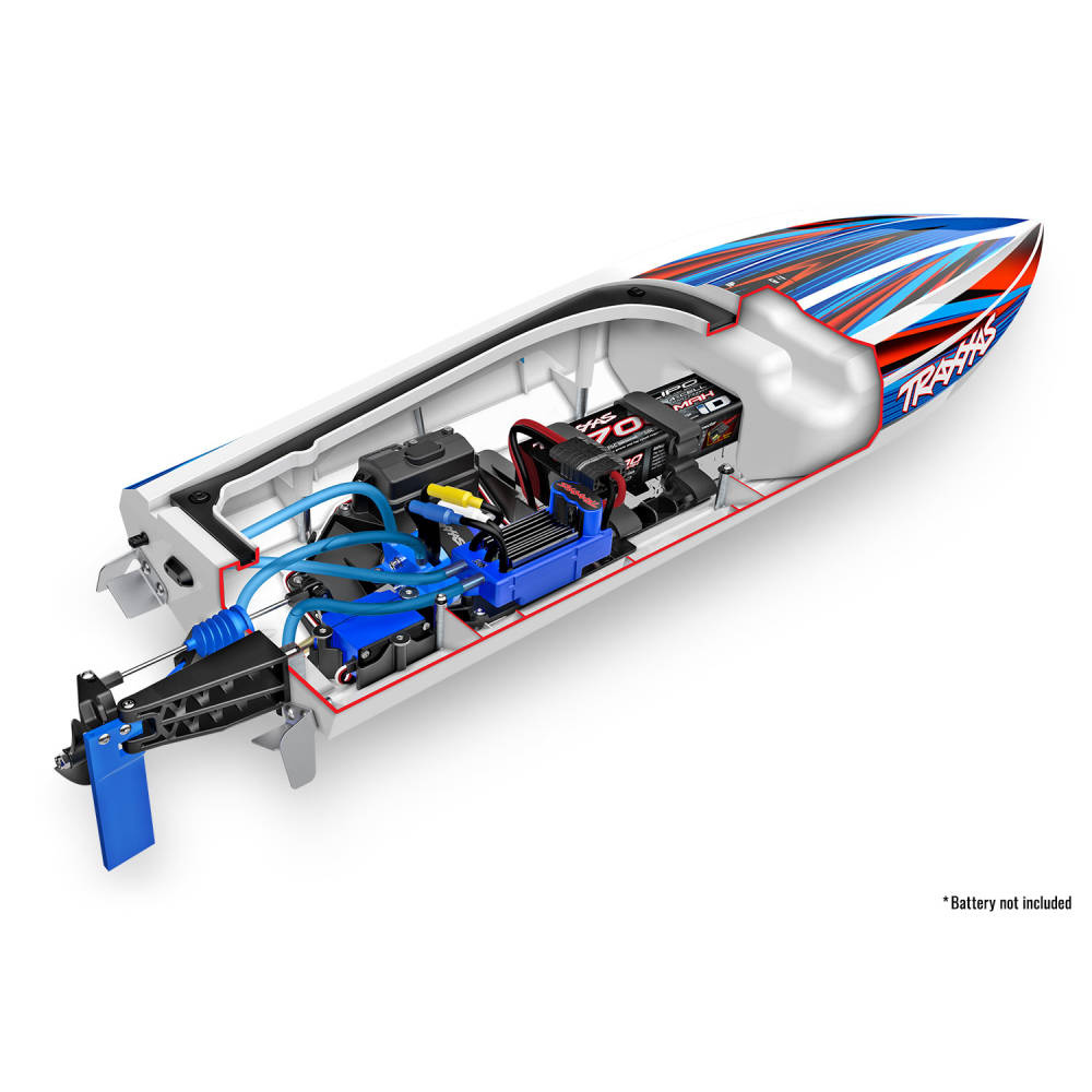 Traxxas Disruptor 4S VXL 1:10 26in Electric Brushless Race Boat with Rapid Right, Pink (+ TQ 2-ch, VXL-4s marine, Velineon 540XL)-12