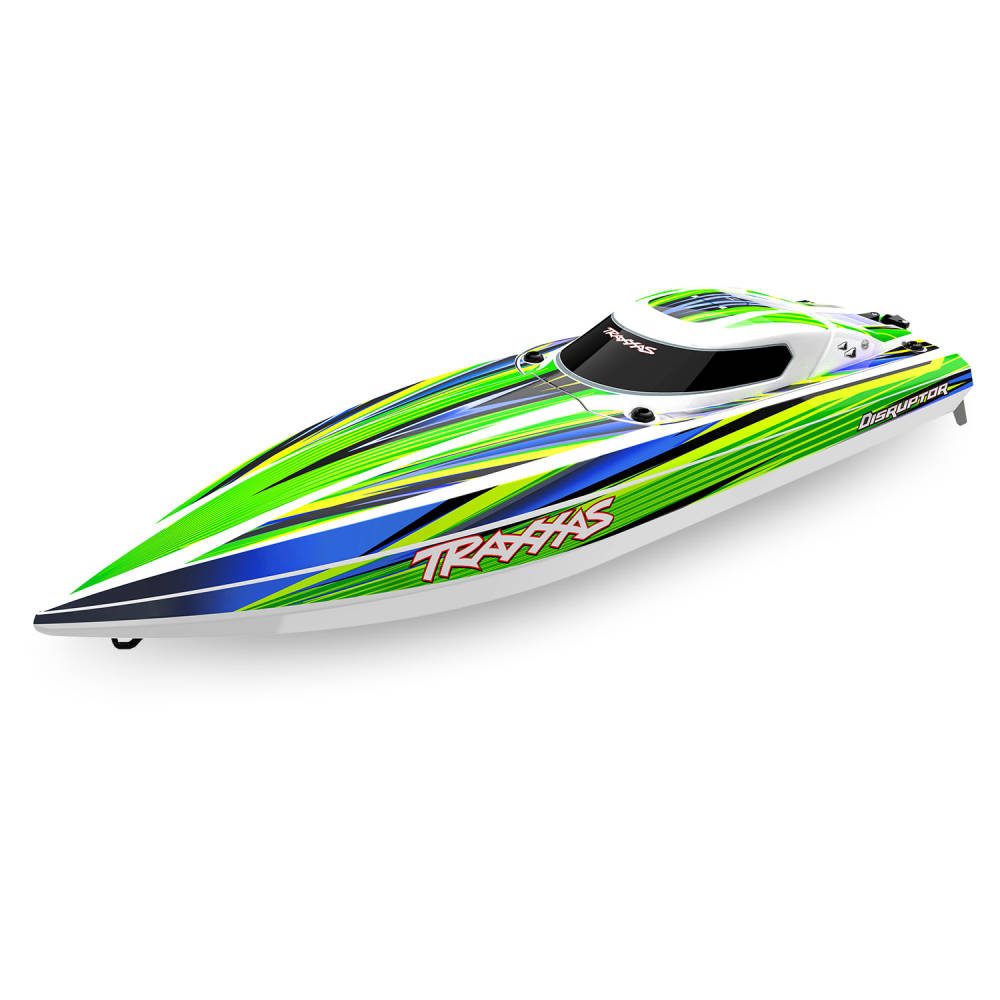 Traxxas Disruptor 4S VXL 1:10 26in Electric Brushless Race Boat with Rapid Right, Green (+ TQ 2-ch, VXL-4s marine, Velineon 540XL)
