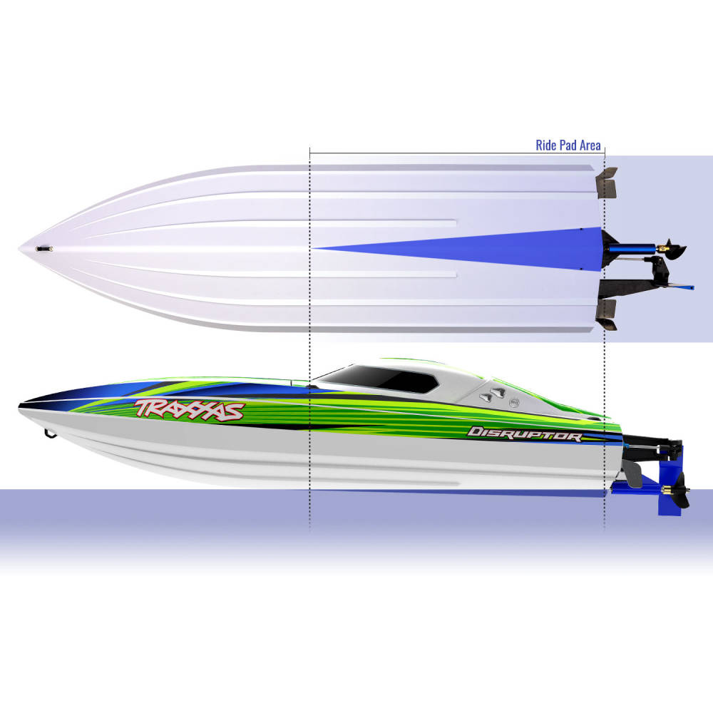 Traxxas Disruptor 4S VXL 1:10 26in Electric Brushless Race Boat with Rapid Right, Blue (+ TQ 2-ch, VXL-4s marine, Velineon 540XL)-7