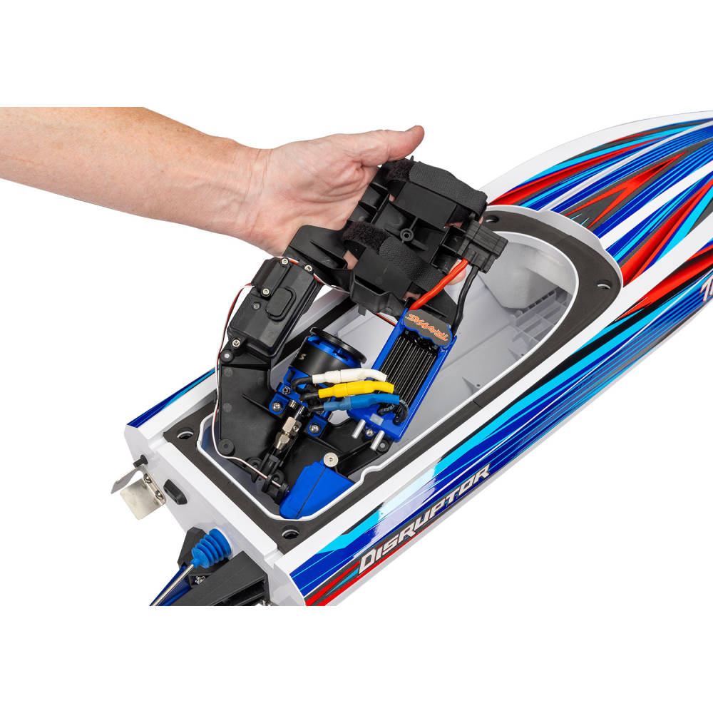Traxxas Disruptor 4S VXL 1:10 26in Electric Brushless Race Boat with Rapid Right, Blue (+ TQ 2-ch, VXL-4s marine, Velineon 540XL)-16