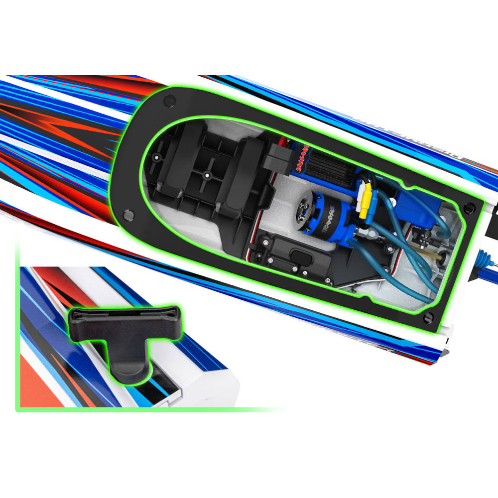 Traxxas Disruptor 4S VXL 1:10 26in Electric Brushless Race Boat with Rapid Right, Blue (+ TQ 2-ch, VXL-4s marine, Velineon 540XL)-18