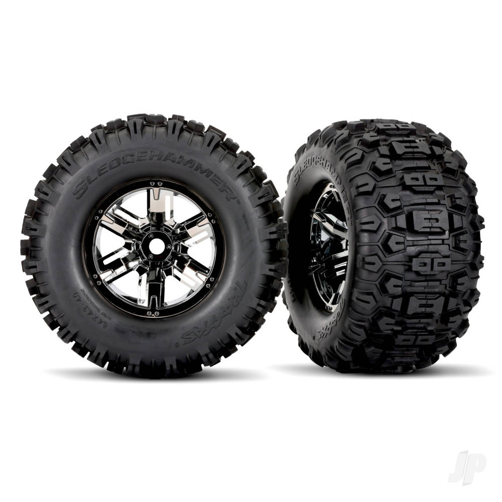 traxxas-sledgehammer-tyres-on-black-chrome-wheels-for-x-maxx-2