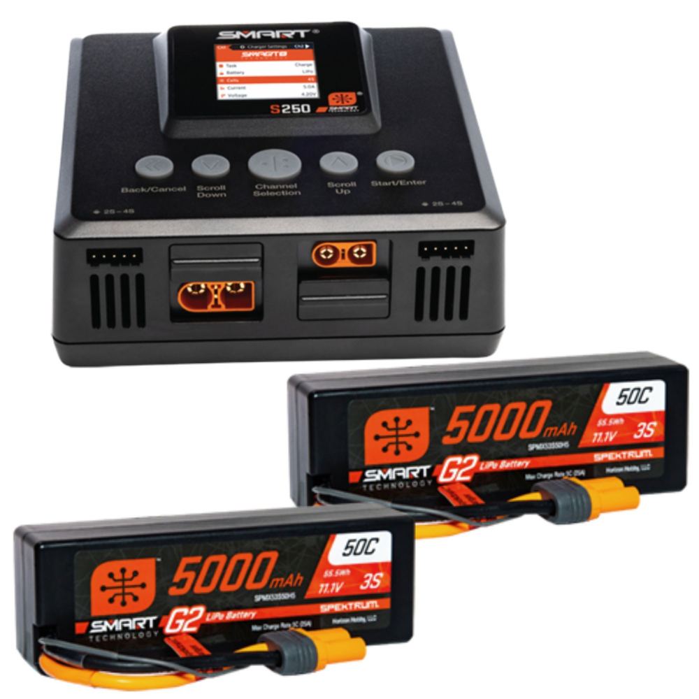 Spektrum Smart Powerstage 6S Surface Bundle: (2) G2 5000mAh 3S LiPo