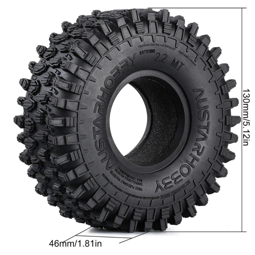 INJORA 2.2" 130*46mm Rubber Terrain Tires For 1/10 RC Crawler 4pcs-3