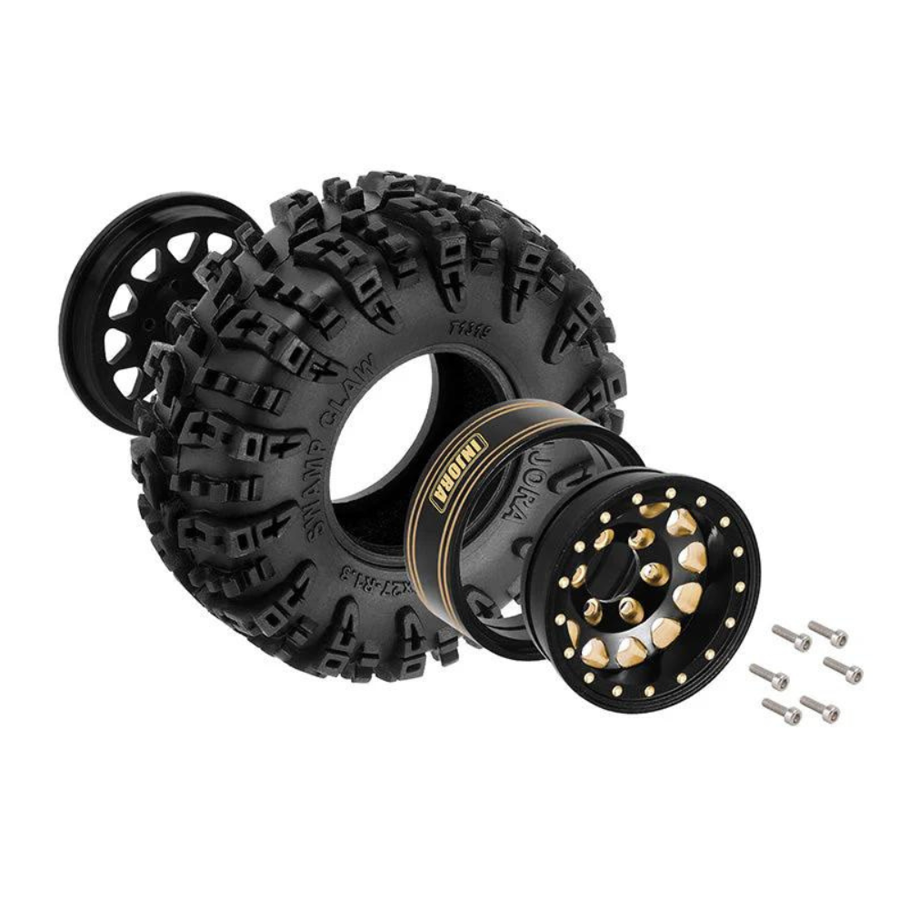INJORA 1.3" 70*27mm Brass Wheels With Swamp Claw Tires For 1/18 1/24 RC Crawler (W1301)-3