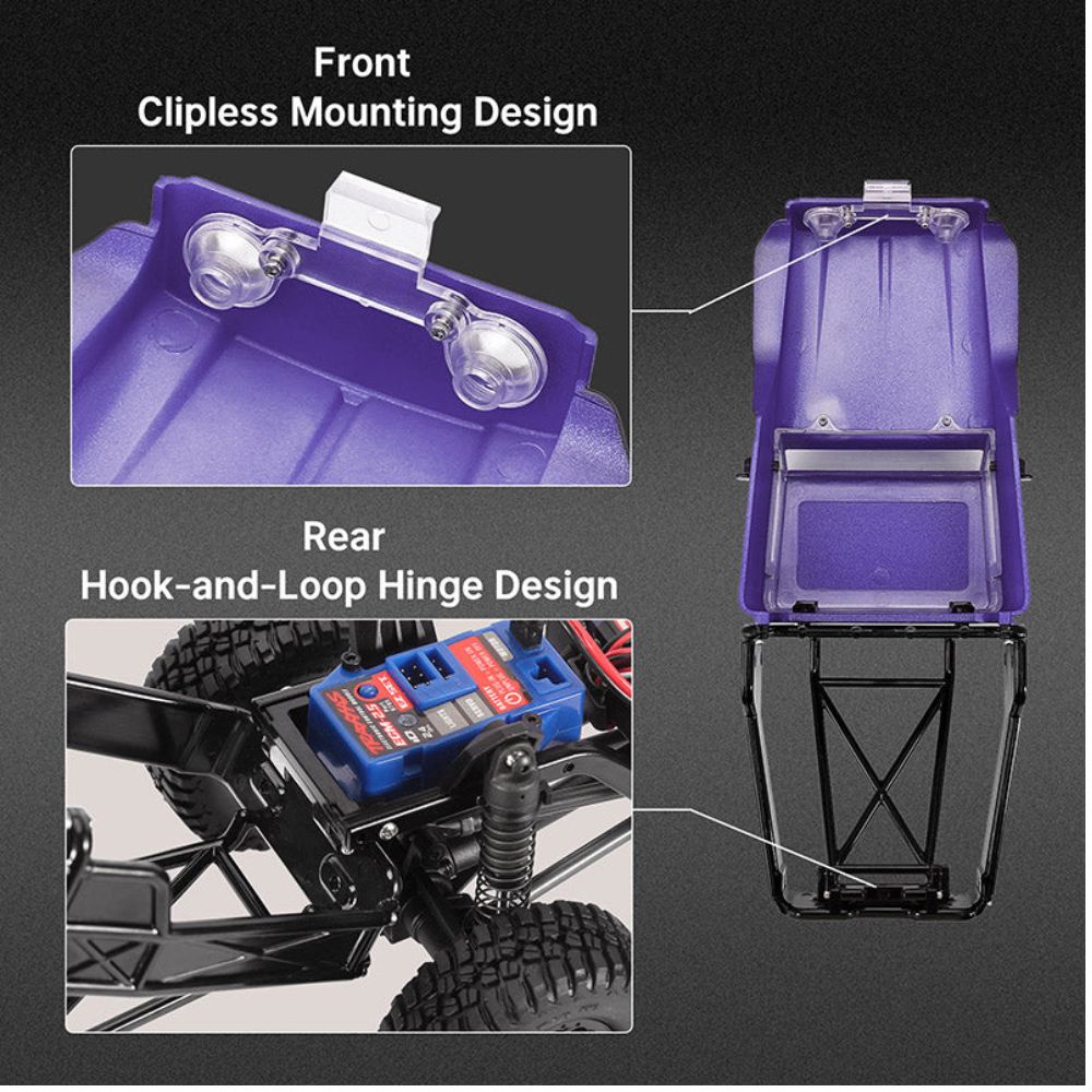 INJORA IR40 Half Truck Hard Plastic Body With Cage For 1/18 TRX4M Defender Bronco - Purple-5