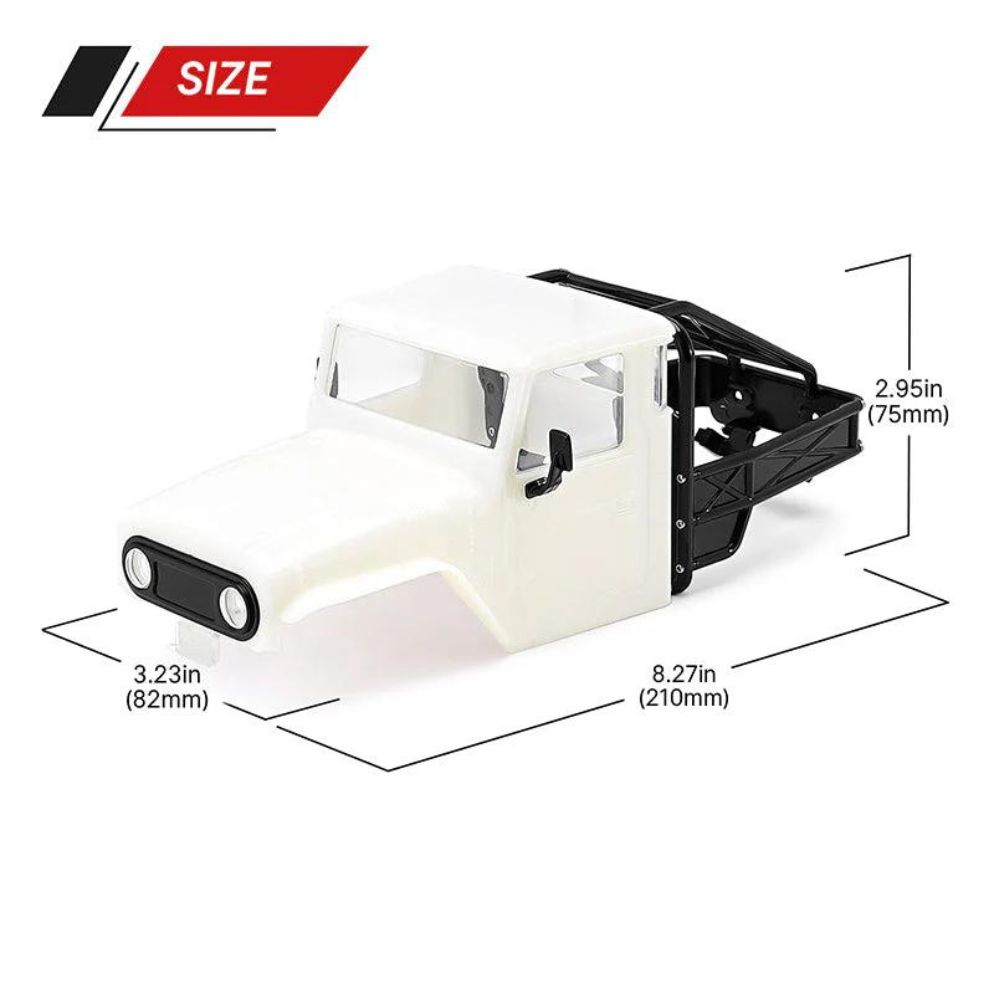 INJORA IR40 Half Truck Hard Plastic Body With Cage For 1/18 TRX4M Defender Bronco - White (Un-Painted)-5