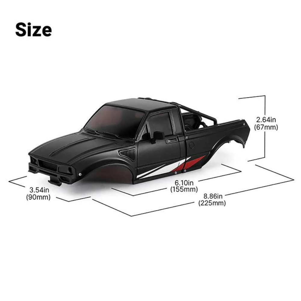INJORA IR60 Pickup Hard Body With Bed Rack For 1/18 TRX4M Defender Bronco - Black-4