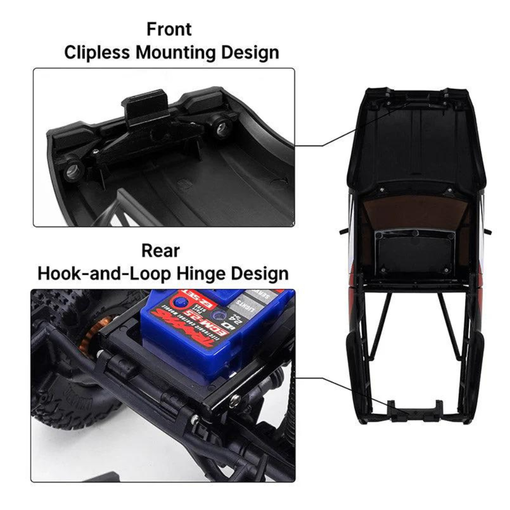 INJORA IR60 Pickup Hard Body With Bed Rack For 1/18 TRX4M Defender Bronco - Black-6