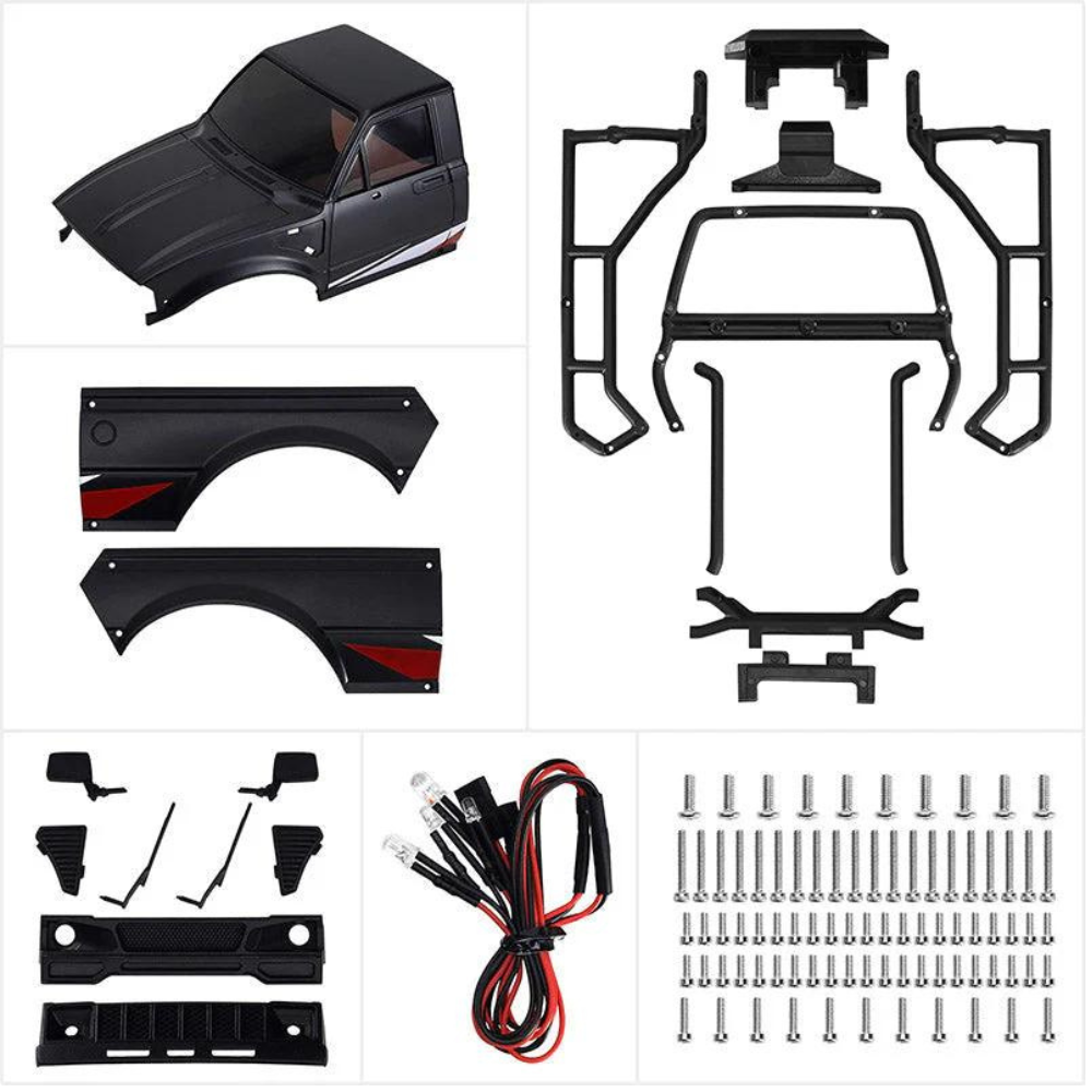 INJORA IR60 Pickup Hard Body With Bed Rack For 1/18 TRX4M Defender Bronco - Black-7