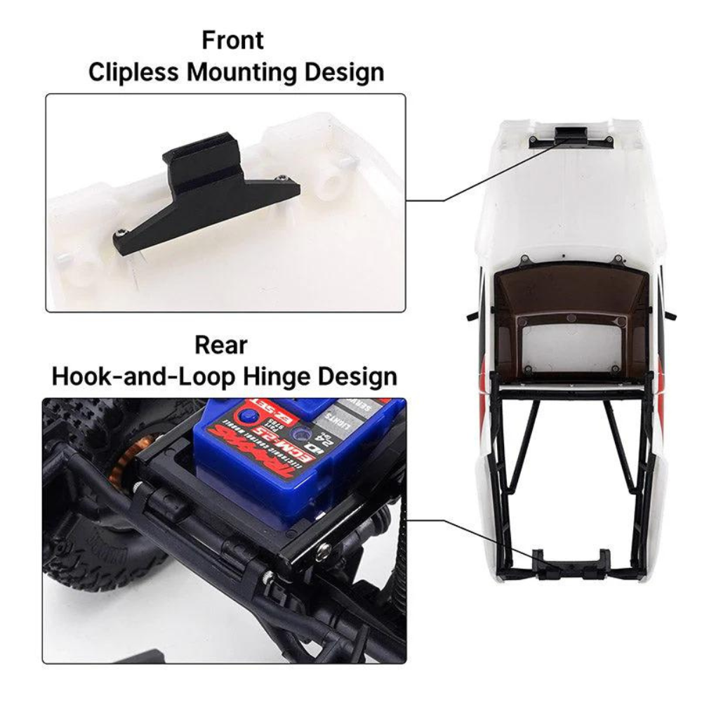 INJORA IR60 Pickup Hard Body With Bed Rack For 1/18 TRX4M Defender Bronco - Pearl White-3