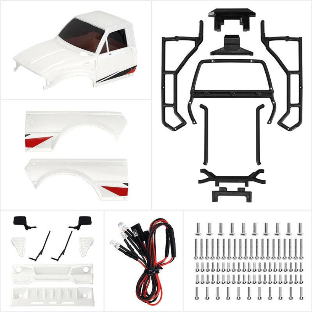 INJORA IR60 Pickup Hard Body With Bed Rack For 1/18 TRX4M Defender Bronco - Pearl White-7