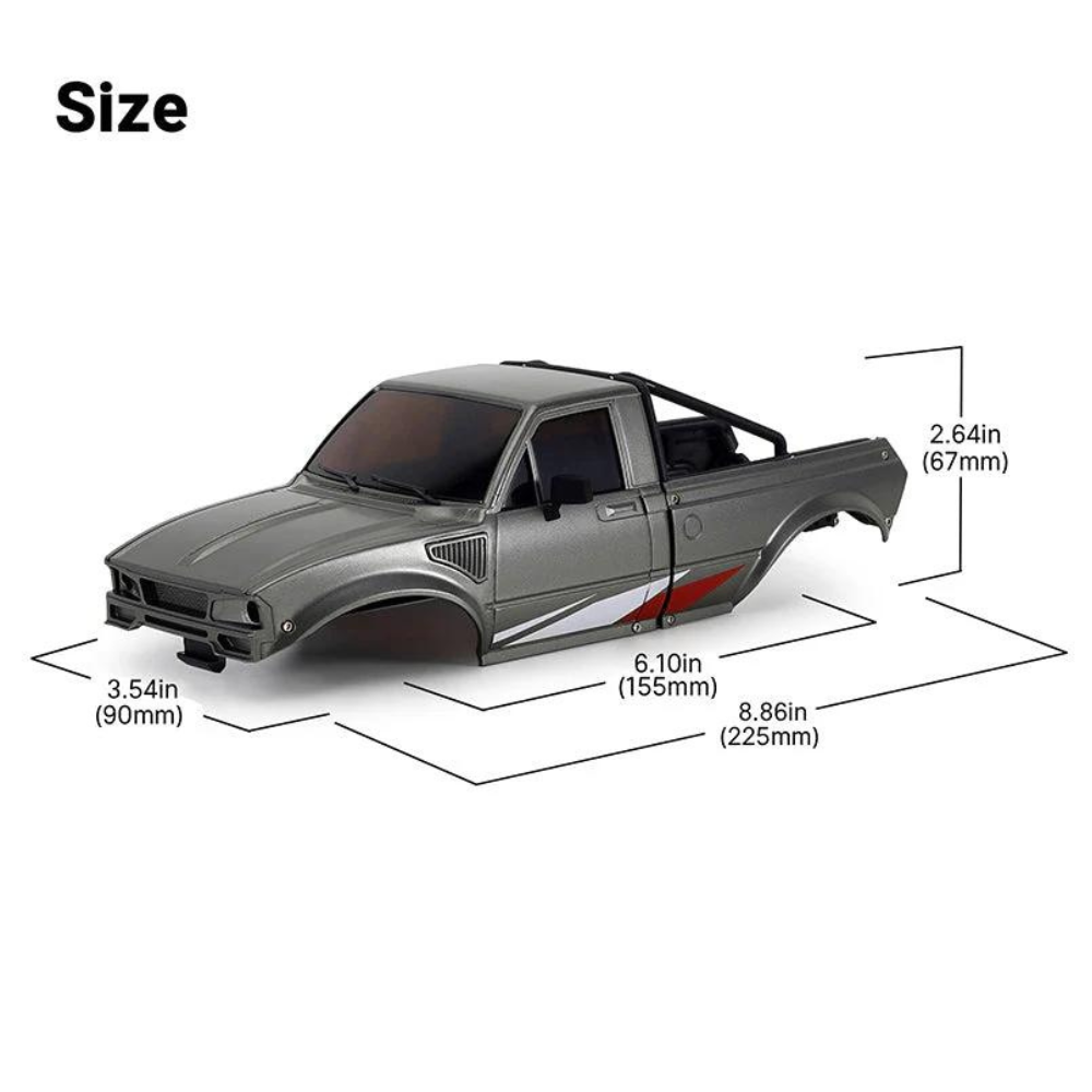 INJORA IR60 Pickup Hard Body With Bed Rack For 1/18 TRX4M Defender Bronco - Grey-4