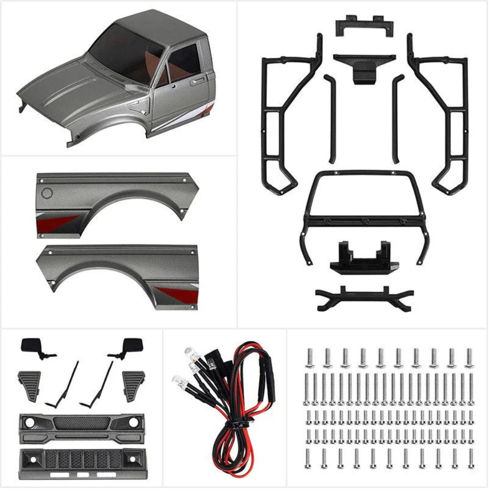 INJORA IR60 Pickup Hard Body With Bed Rack For 1/18 TRX4M Defender Bronco - Grey-7