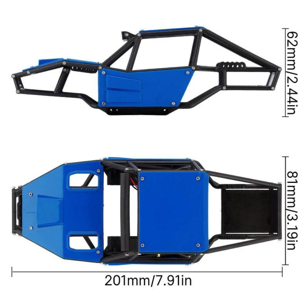 INJORA Rock Tarantula Nylon Buggy Body Chassis Kit For 1/18 TRX4M - Blue-3