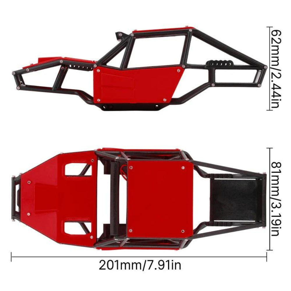 INJORA Rock Tarantula Nylon Buggy Body Chassis Kit For 1/18 TRX4M - Red-3