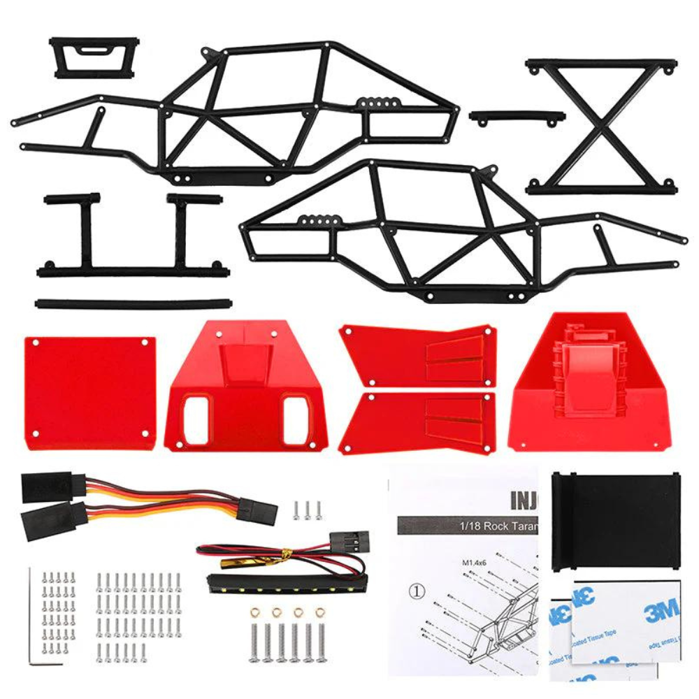 INJORA Rock Tarantula Nylon Buggy Body Chassis Kit For 1/18 TRX4M - Red-4